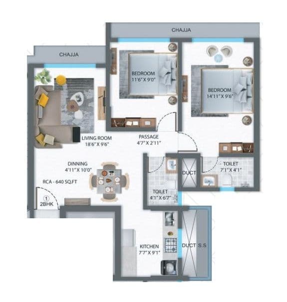 Shreeji Eternity Unit plan - 639 sq.ft.
