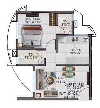 Abode Navrang Heights Unit plan - 400 sq.ft.