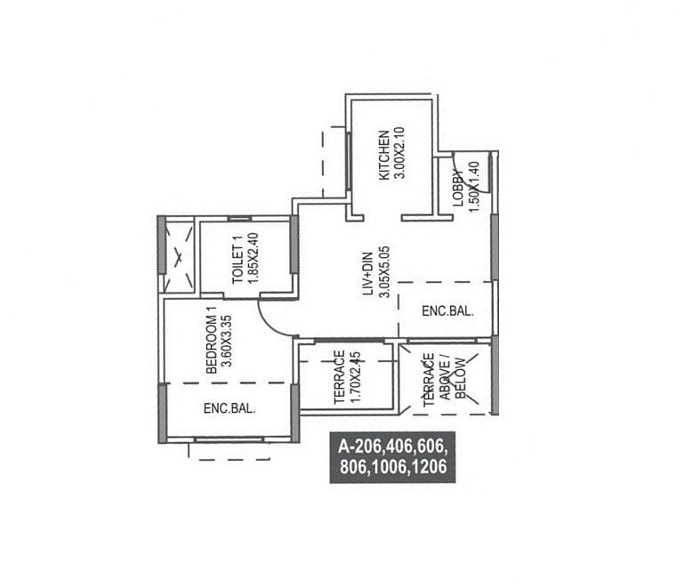Unit plan - 500 sq.ft.