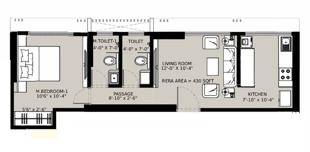 Yash Manjusha Unit plan - 430 sq.ft.