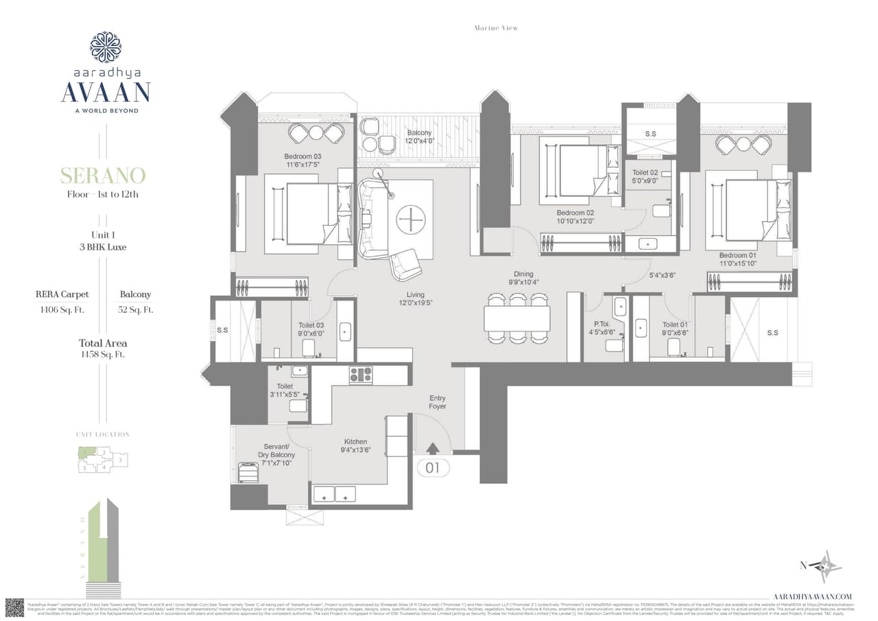 MICL Aaradhya Avaan Unit plan - 1458 sq.ft.