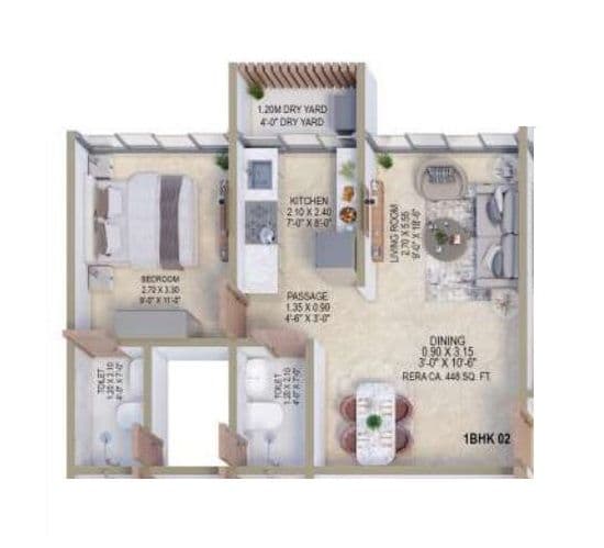 Shreeji Nakshatra Unit plan - 448 sq.ft.