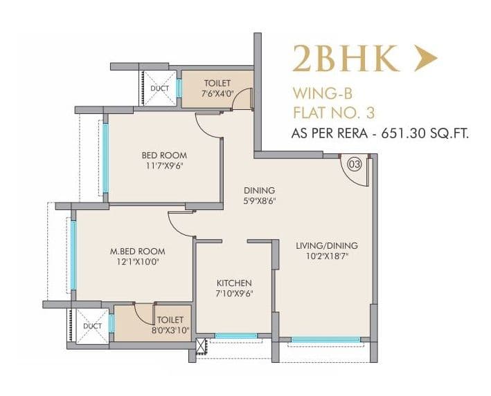 Delta Meadows Unit plan - 651 sq.ft.
