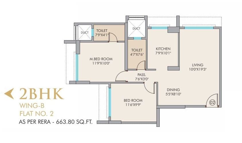 Delta Meadows Unit plan - 664 sq.ft.