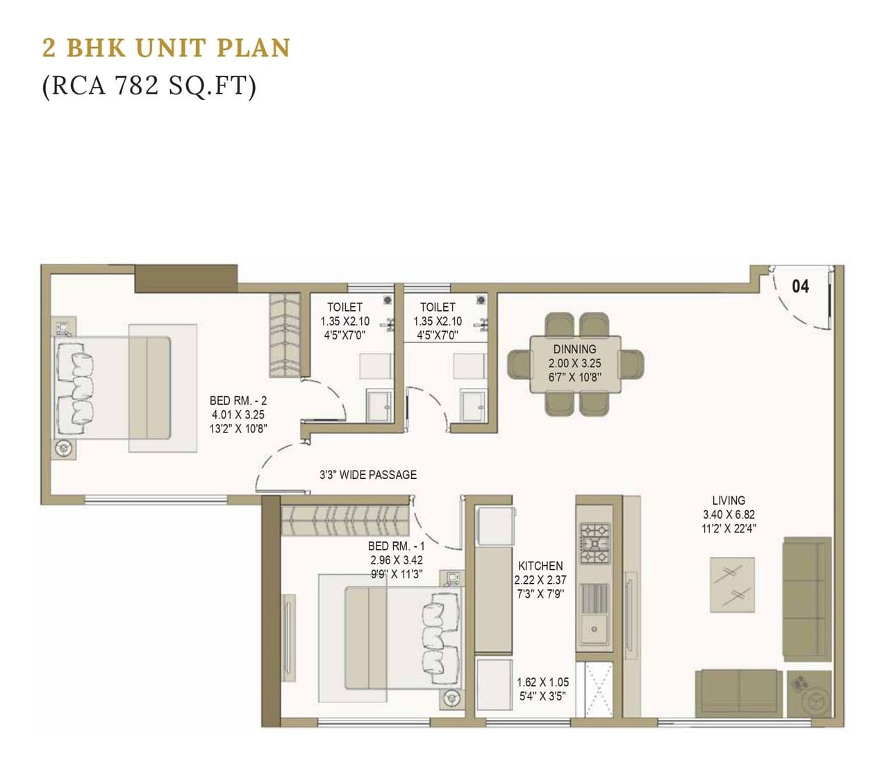 Lakhani Empire Dynasty Unit plan - 782 sq.ft.