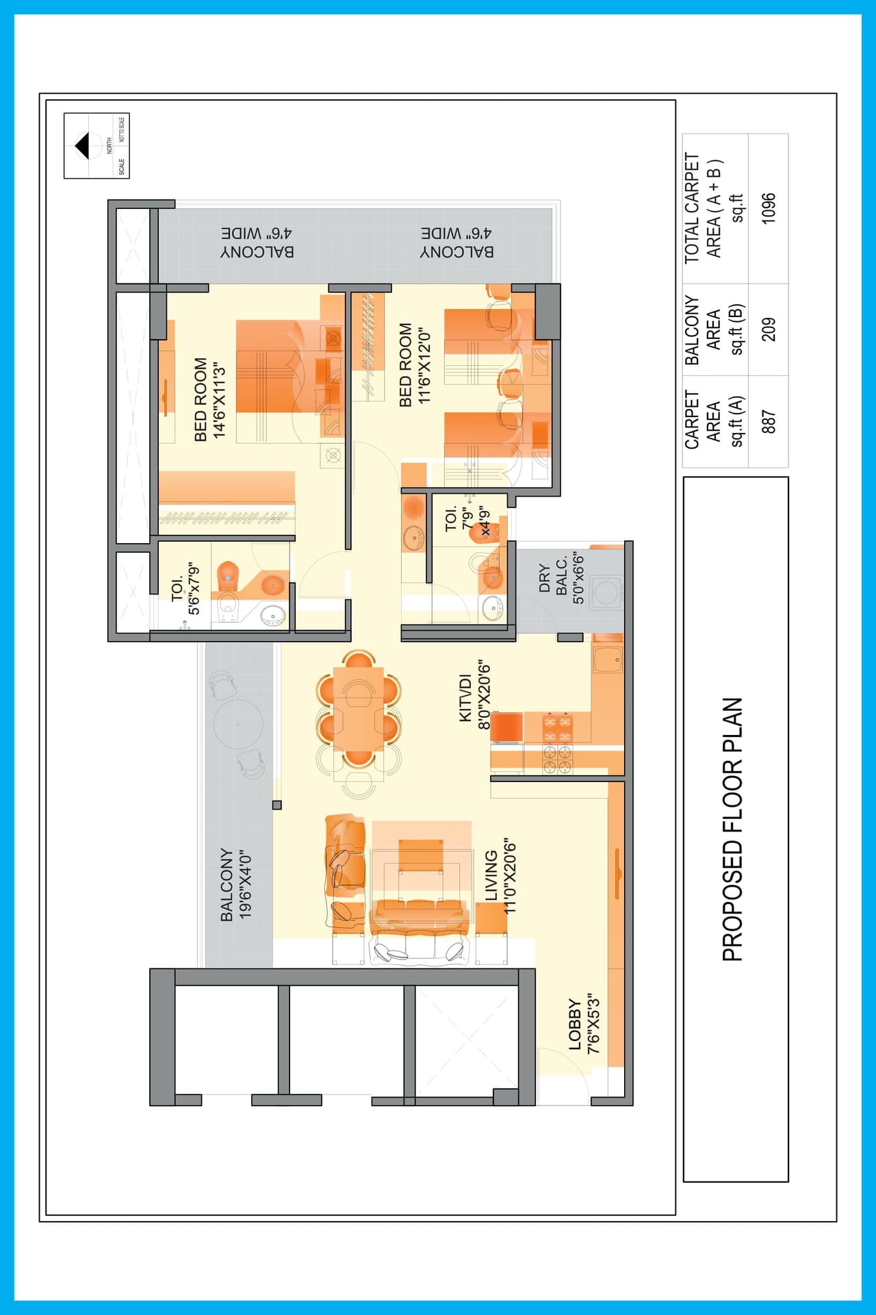 Aum Antariksh Towers Unit plan - 1096 sq.ft.