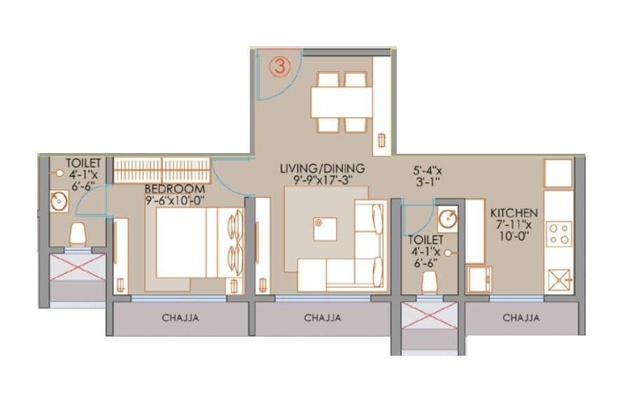 Unit plan - 436 sq.ft.