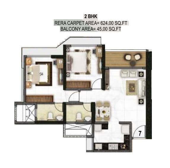Unit plan - 669 sq.ft.