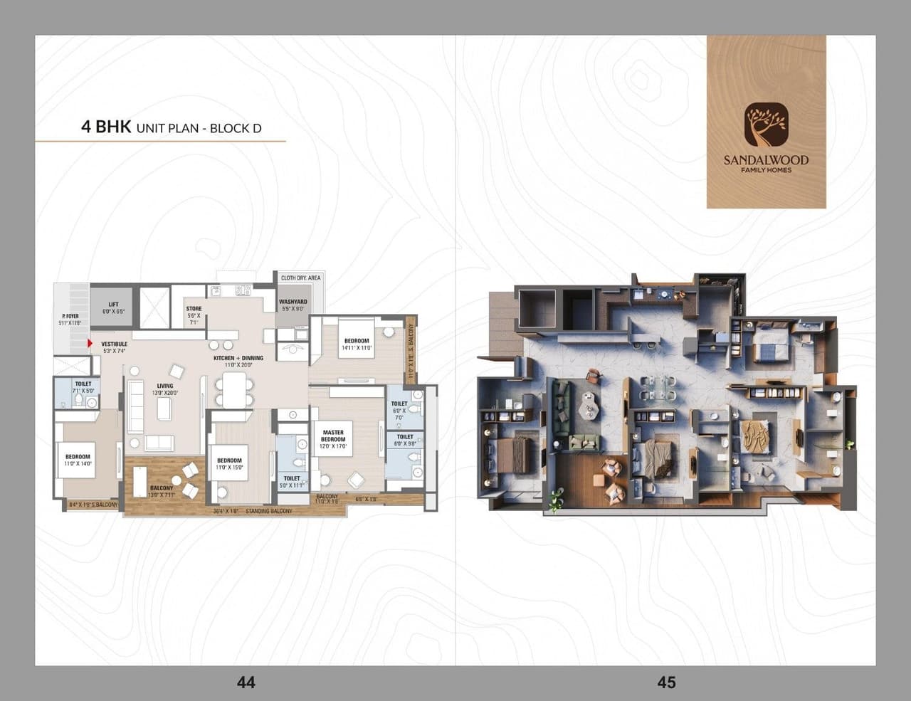 Brij Sandalwood Unit plan - 1930 sq.ft.