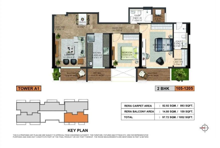 Adani Atelier greens Unit plan - 1052 sq.ft.