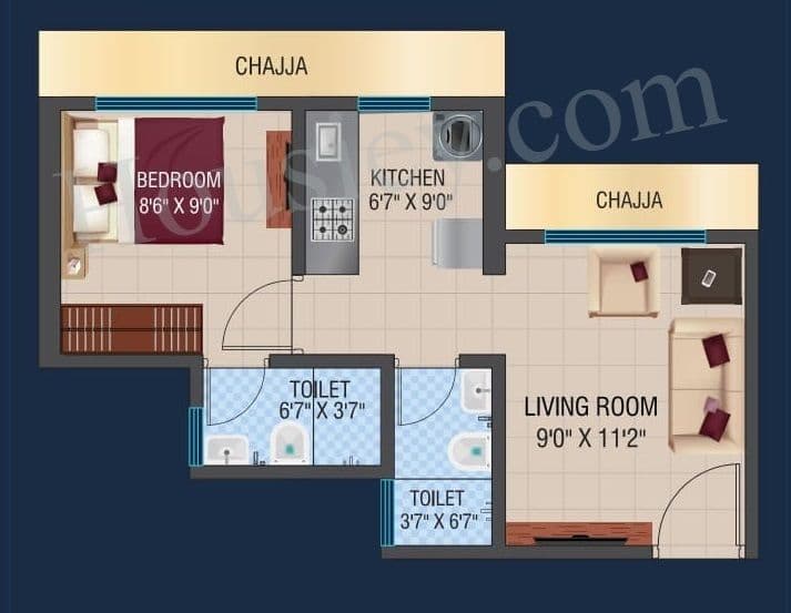 Vihang Marina Unit plan - 309 sq.ft.