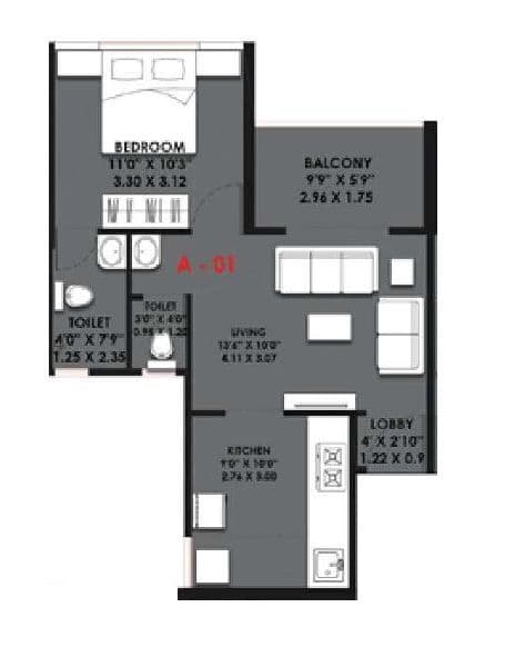 Kundan Praangan Unit plan - 473 sq.ft.