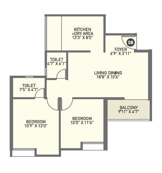 Kiran Swastik Unit plan - 727 sq.ft.