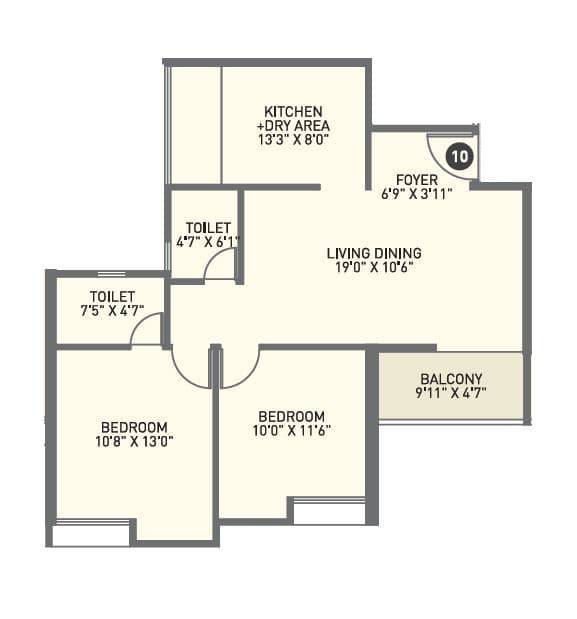 Kiran Swastik Unit plan - 729 sq.ft.