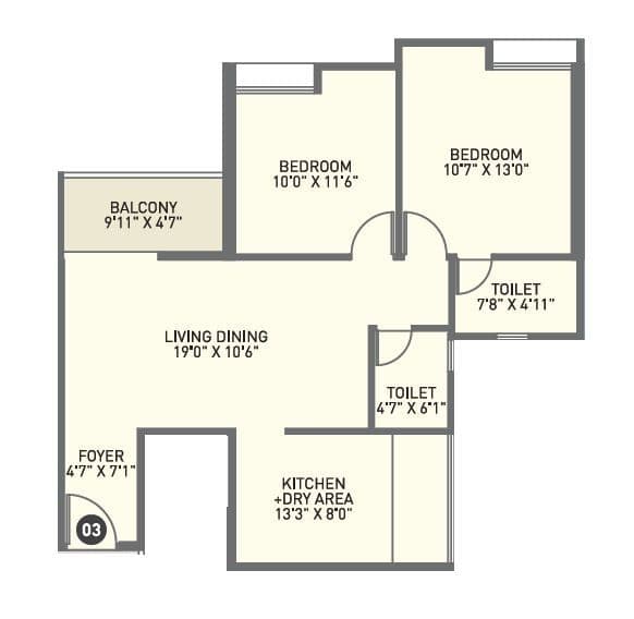 Kiran Swastik Unit plan - 734 sq.ft.