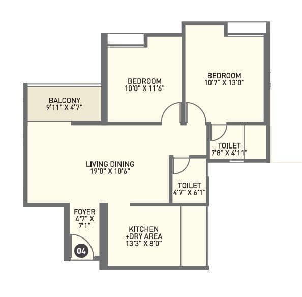 Kiran Swastik Unit plan - 737 sq.ft.