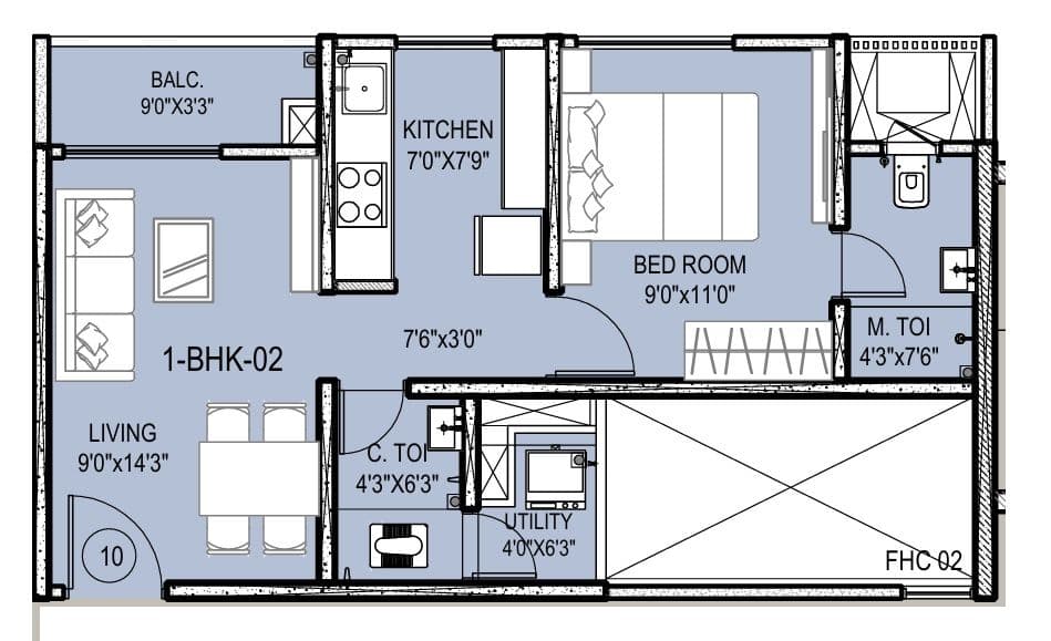 Unit plan - 452 sq.ft.