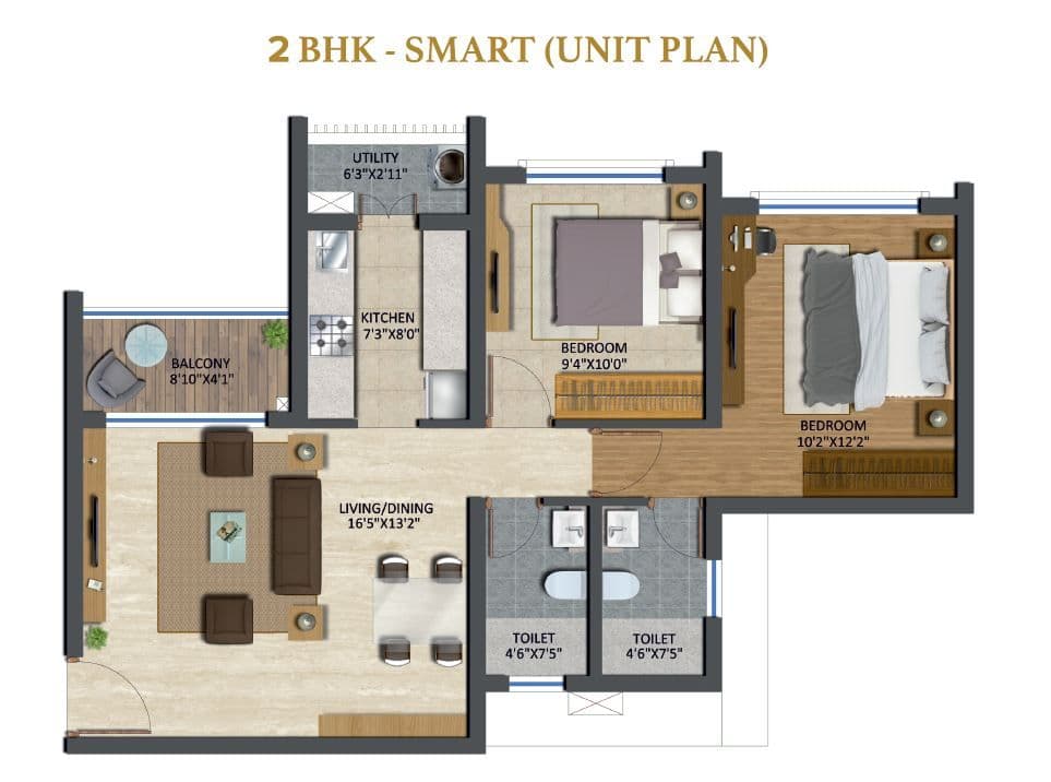 Runwal The Central Park Unit plan - 618 sq.ft.