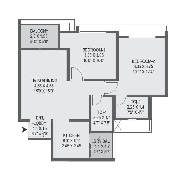 Anshul Medora Unit plan - 698 sq.ft.