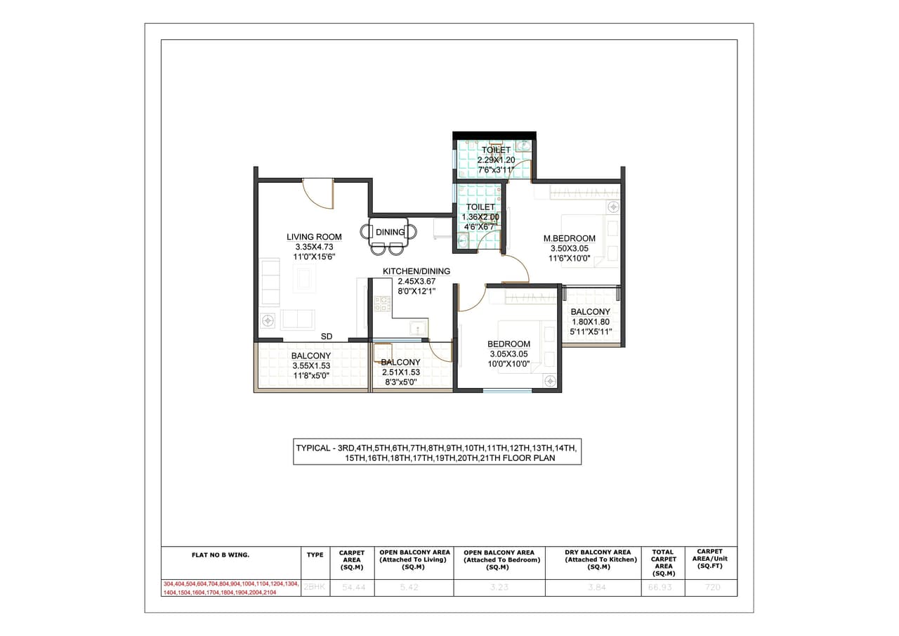 SK Shyni Gold Unit plan - 720 sq.ft.