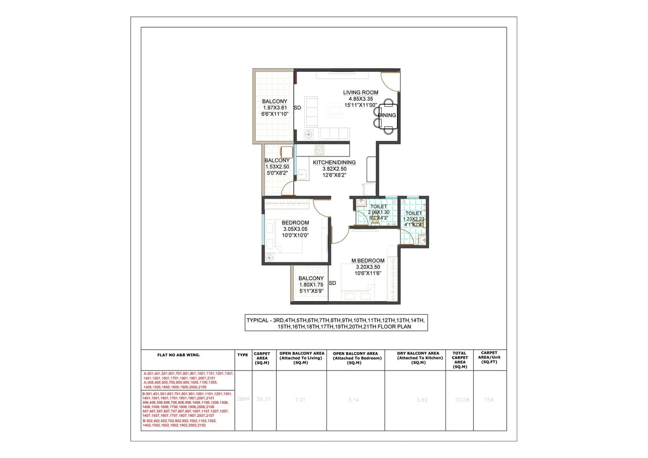 SK Shyni Gold Unit plan - 754 sq.ft.