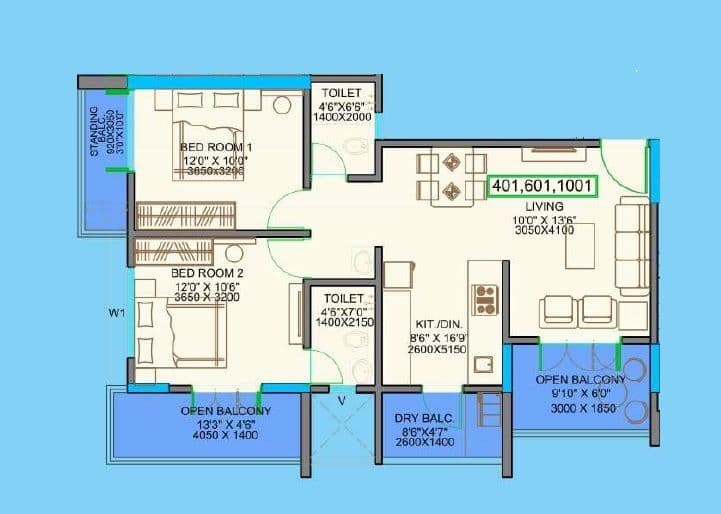 AB Kokate Saffron Unit plan - 855 sq.ft.
