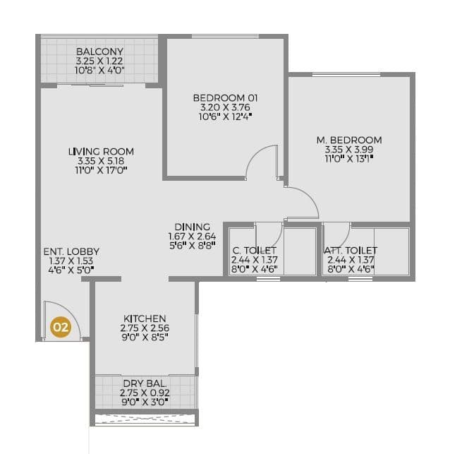 Unique K Shire Unit plan - 808 sq.ft.