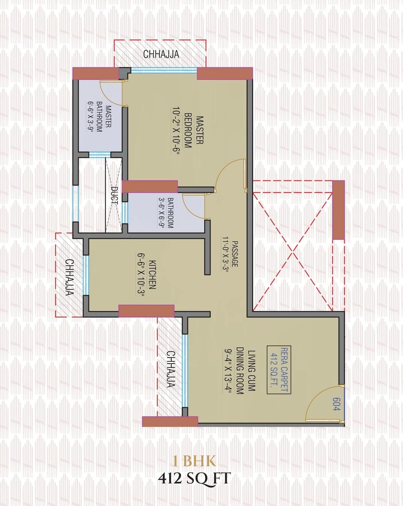 Sapphire Sai Smruti Unit plan - 412 sq.ft.