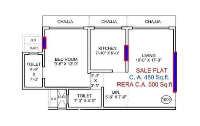 Sapphire Meera Upvan Unit plan - 500 sq.ft.