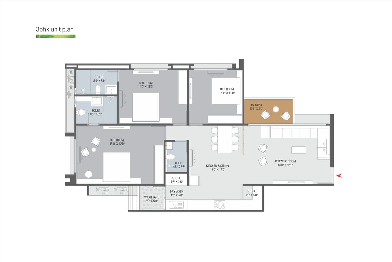 Kavisha The Canvas Unit plan - 1196 sq.ft.
