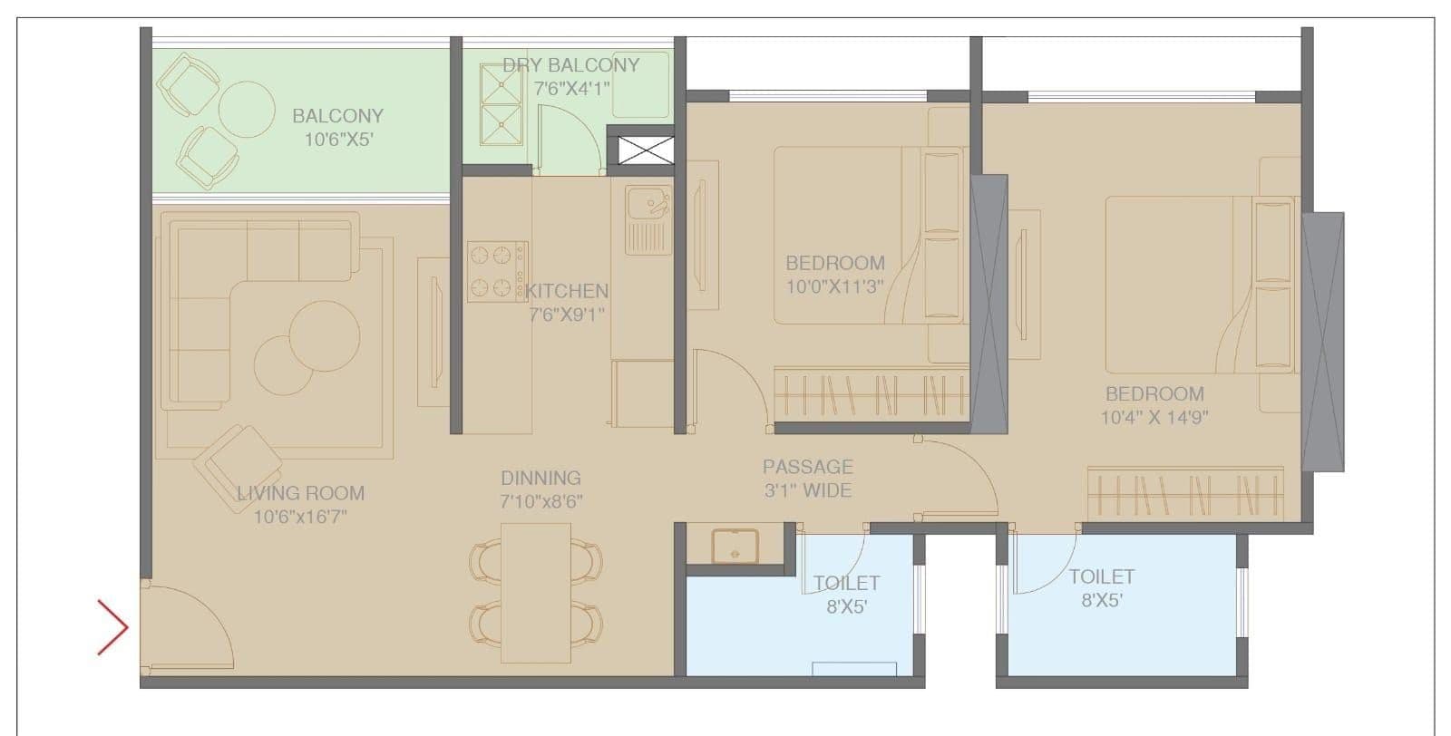 Unit plan - 818 sq.ft.