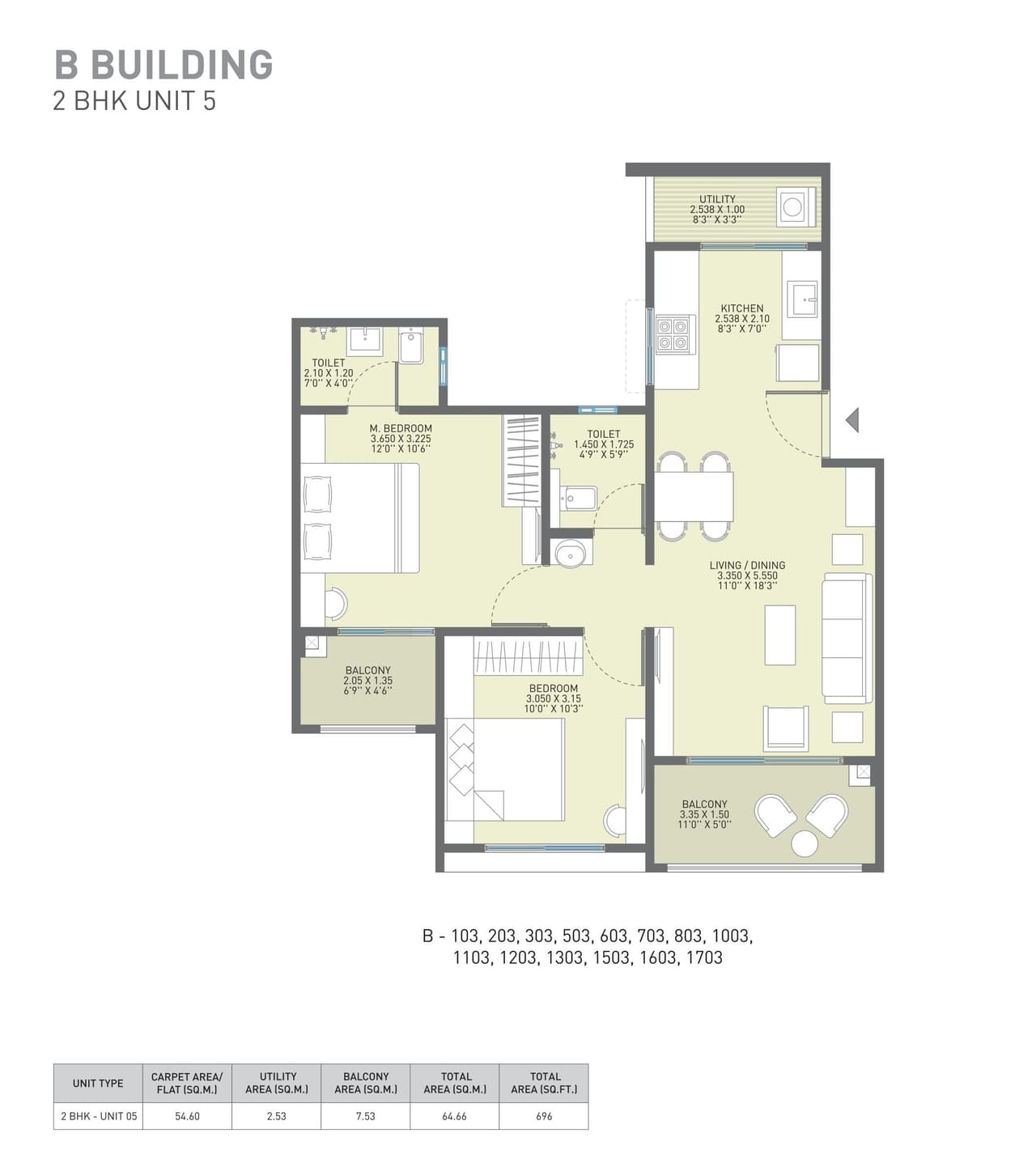 JN AA Privilege Unit plan - 696 sq.ft.