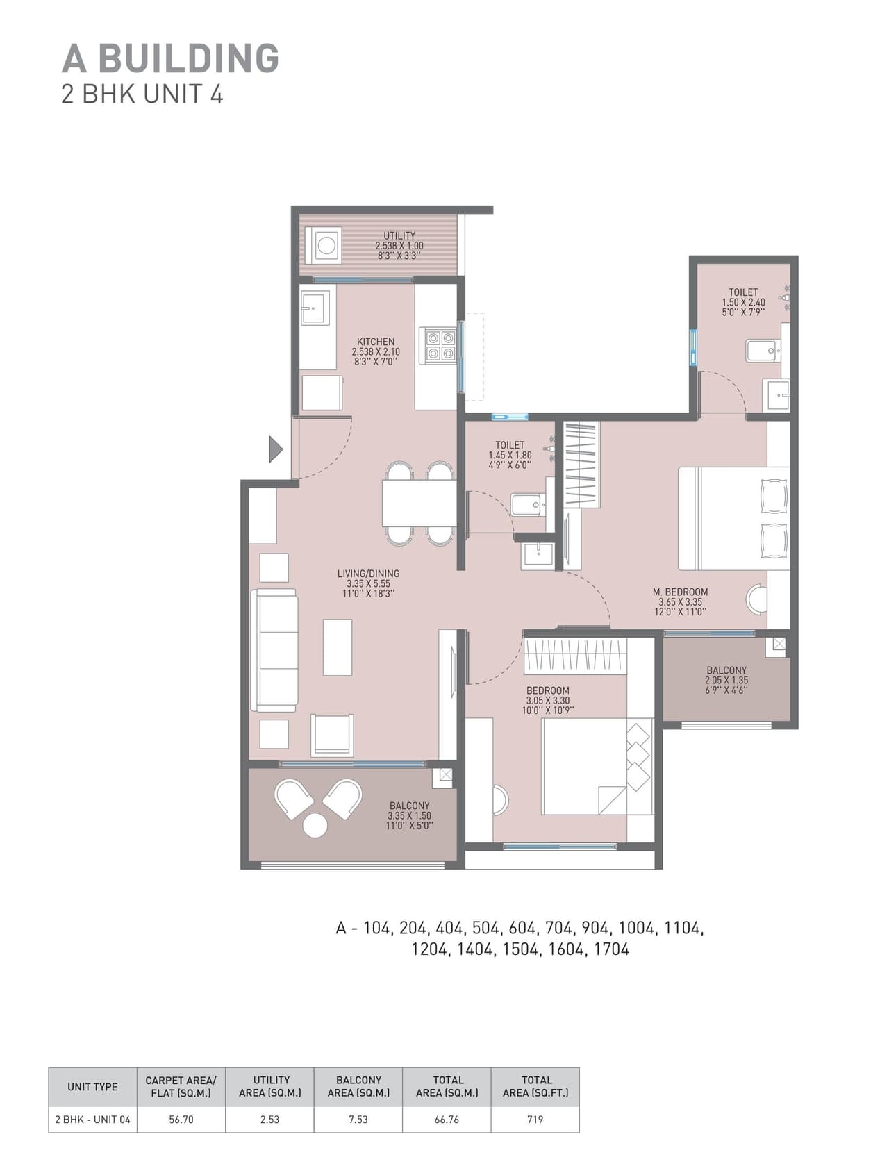 JN AA Privilege Unit plan - 719 sq.ft.