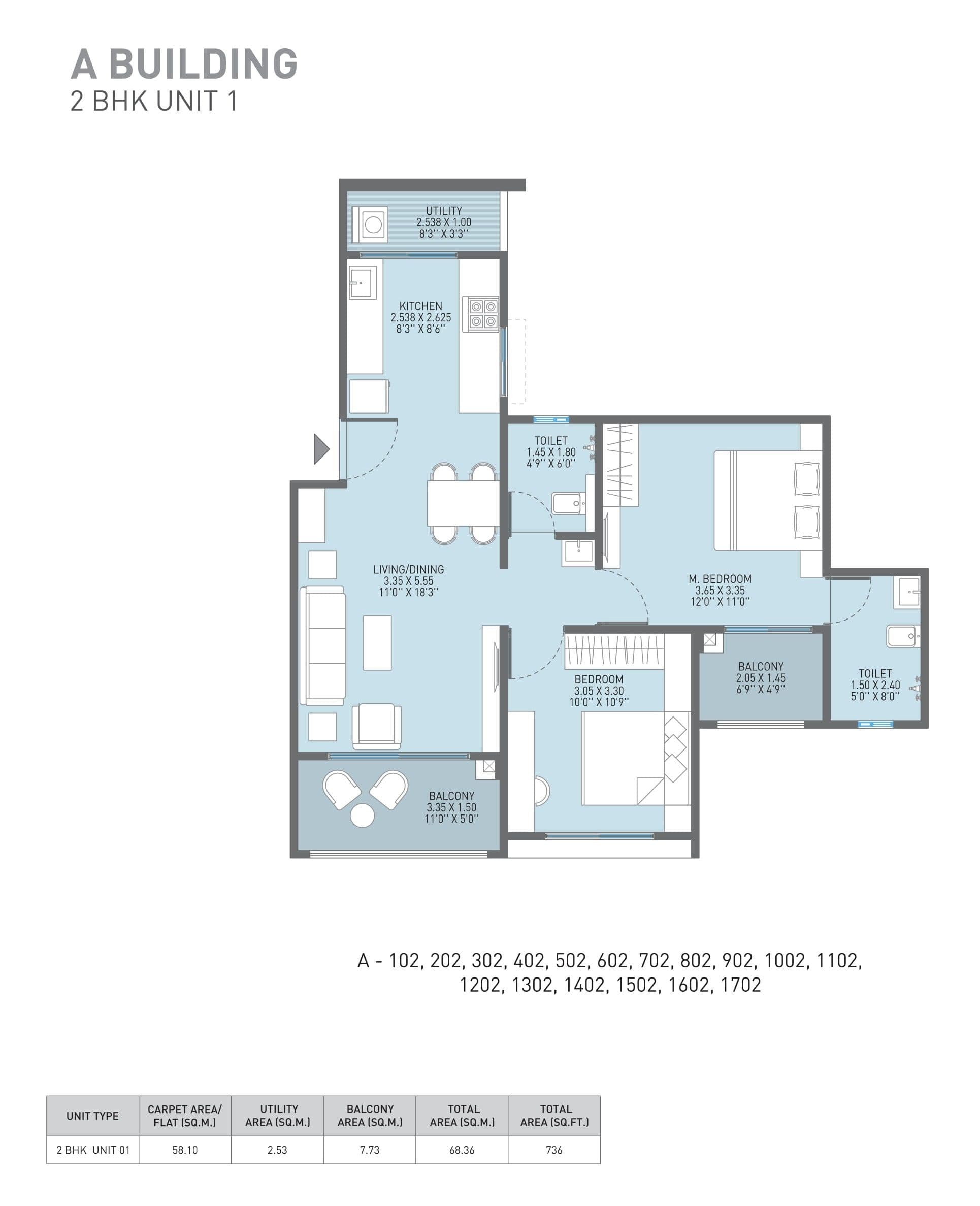 Unit plan - 736 sq.ft.