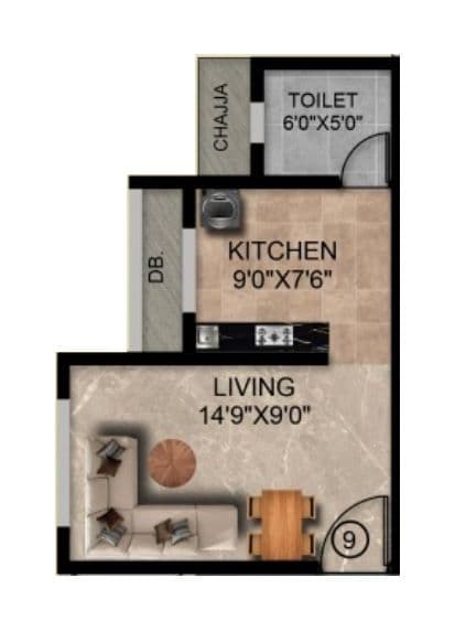 Unit plan - 263 sq.ft.