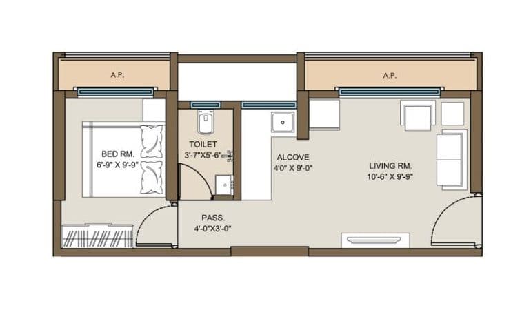 Mayfair Virar Gardens Unit plan - 285 sq.ft.
