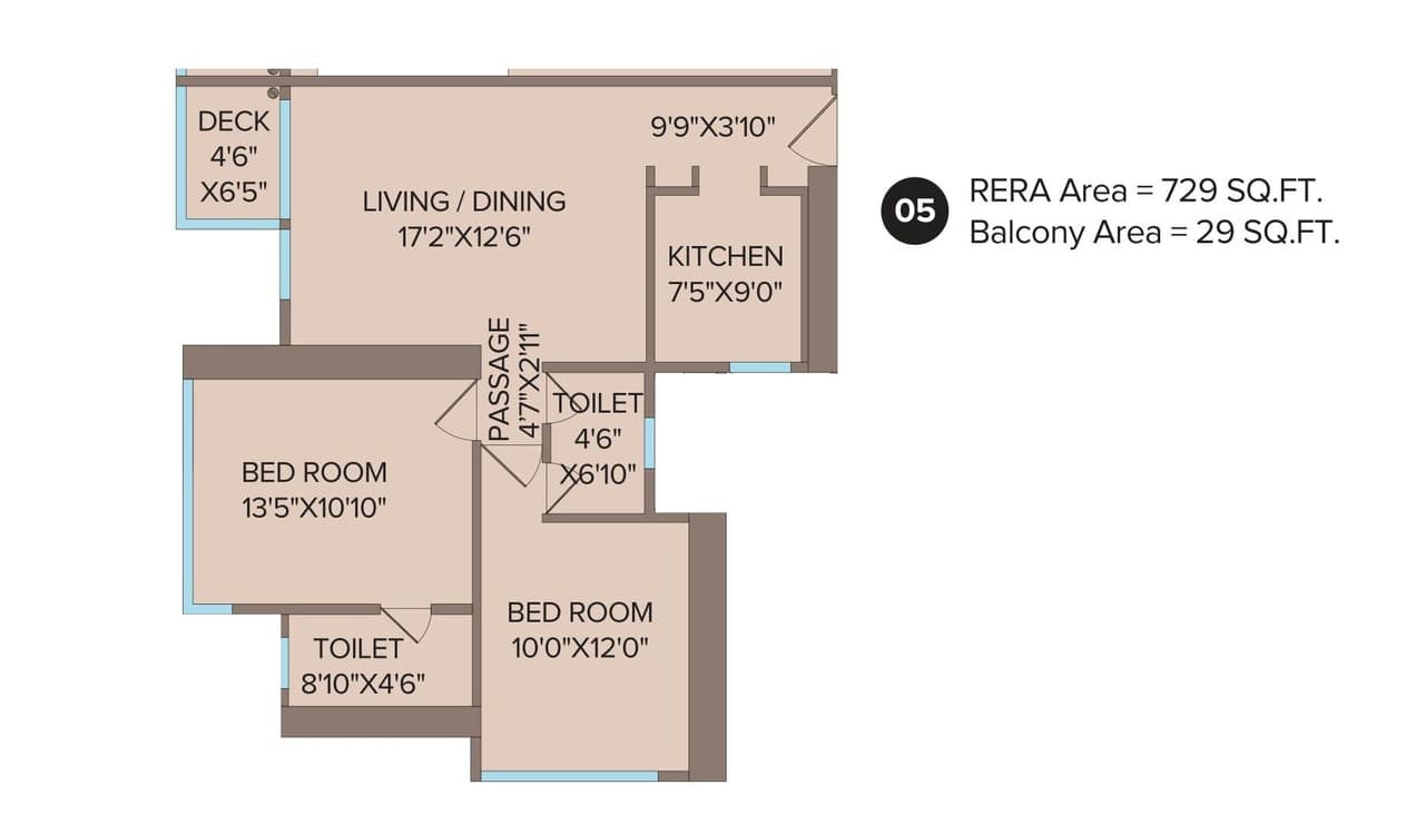 Adani Monte South Unit plan - 758 sq.ft.