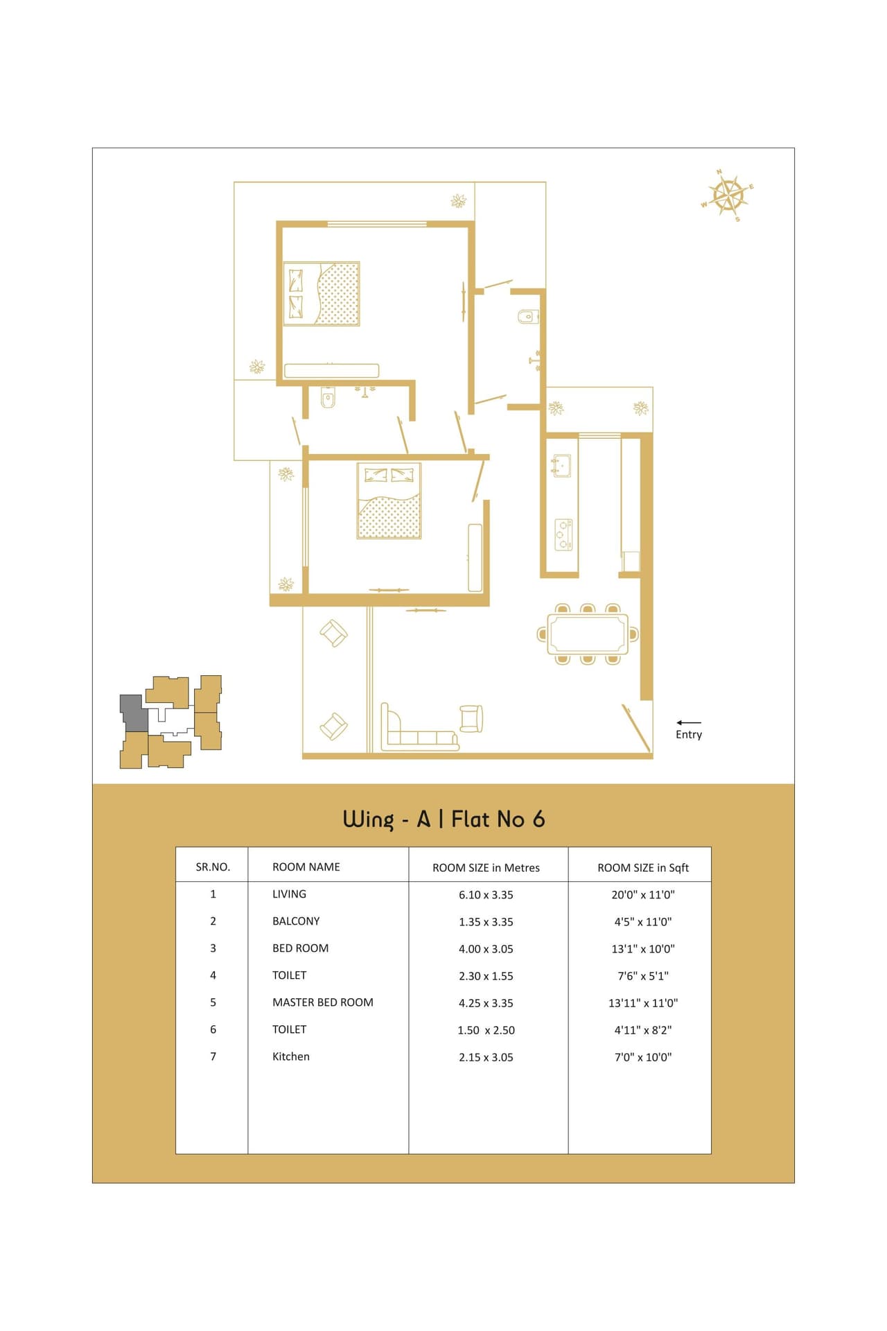 White Square NX Unit plan - 977 sq.ft.