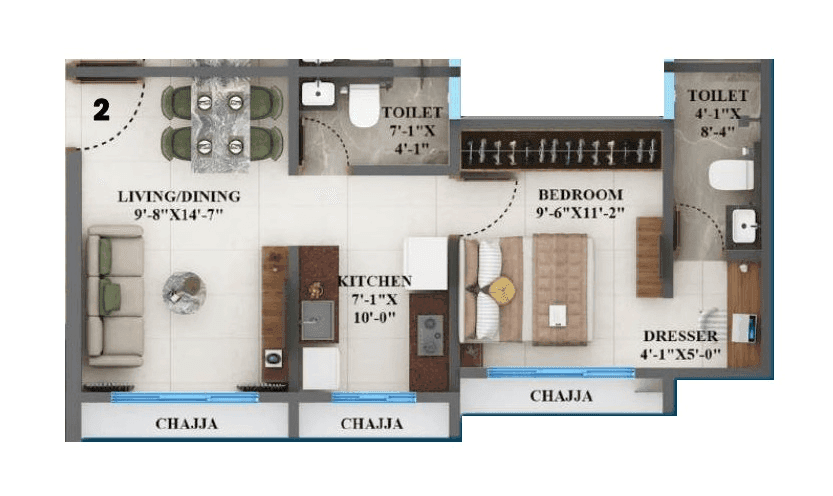 Sadguru Avighna Unit plan - 430 sq.ft.