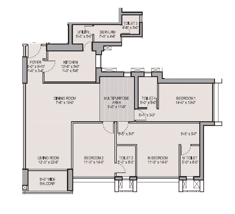 Oberoi Garden City Unit plan - 1475 sq.ft.