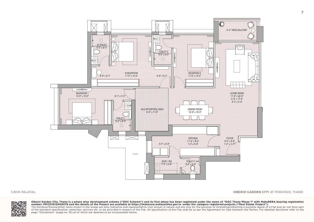 Oberoi Garden City Unit plan - 1486 sq.ft.