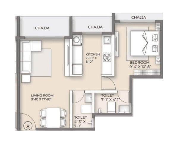 Unit plan - 505 sq.ft.