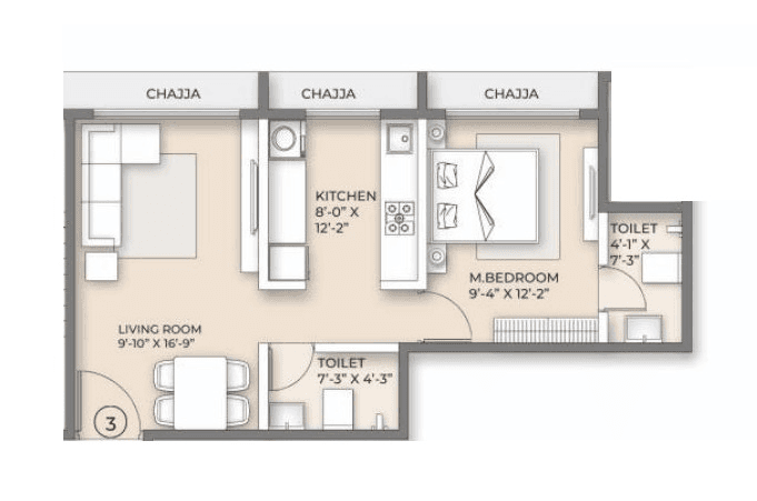 Unit plan - 510 sq.ft.