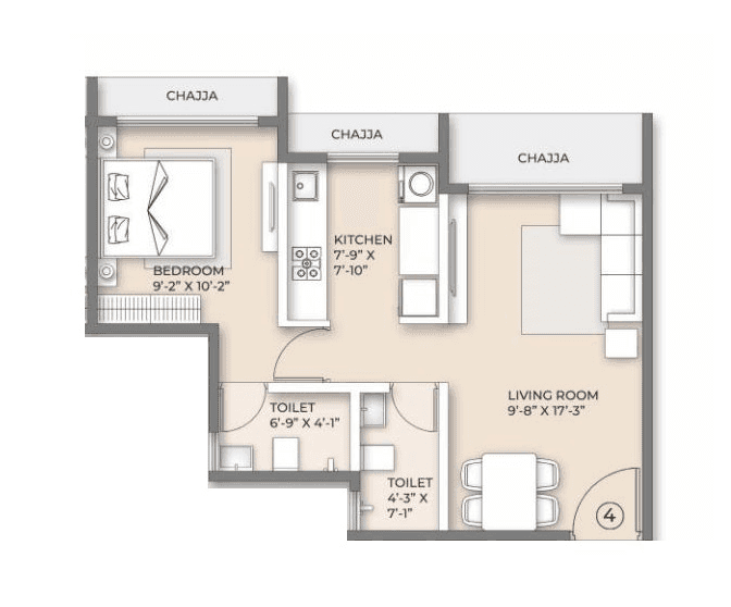 Unit plan - 485 sq.ft.