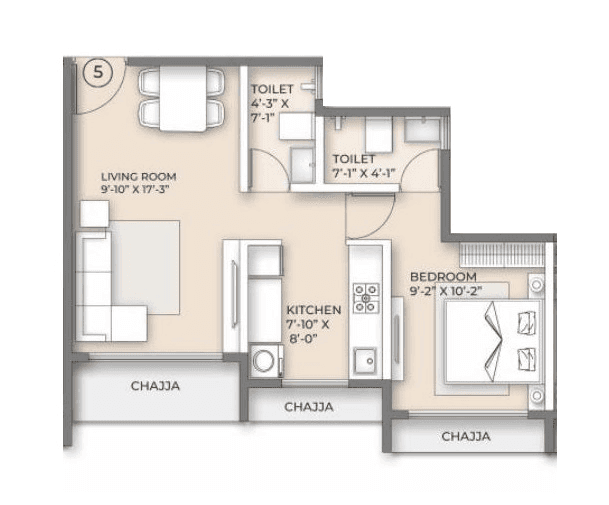 Unit plan - 495 sq.ft.