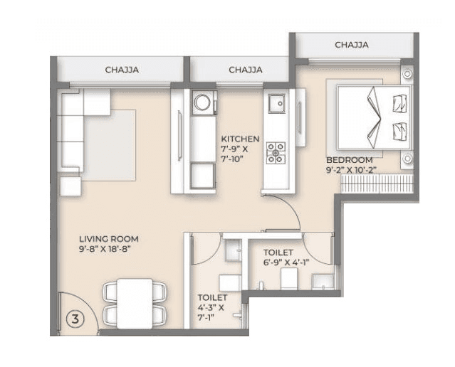 Unit plan - 500 sq.ft.