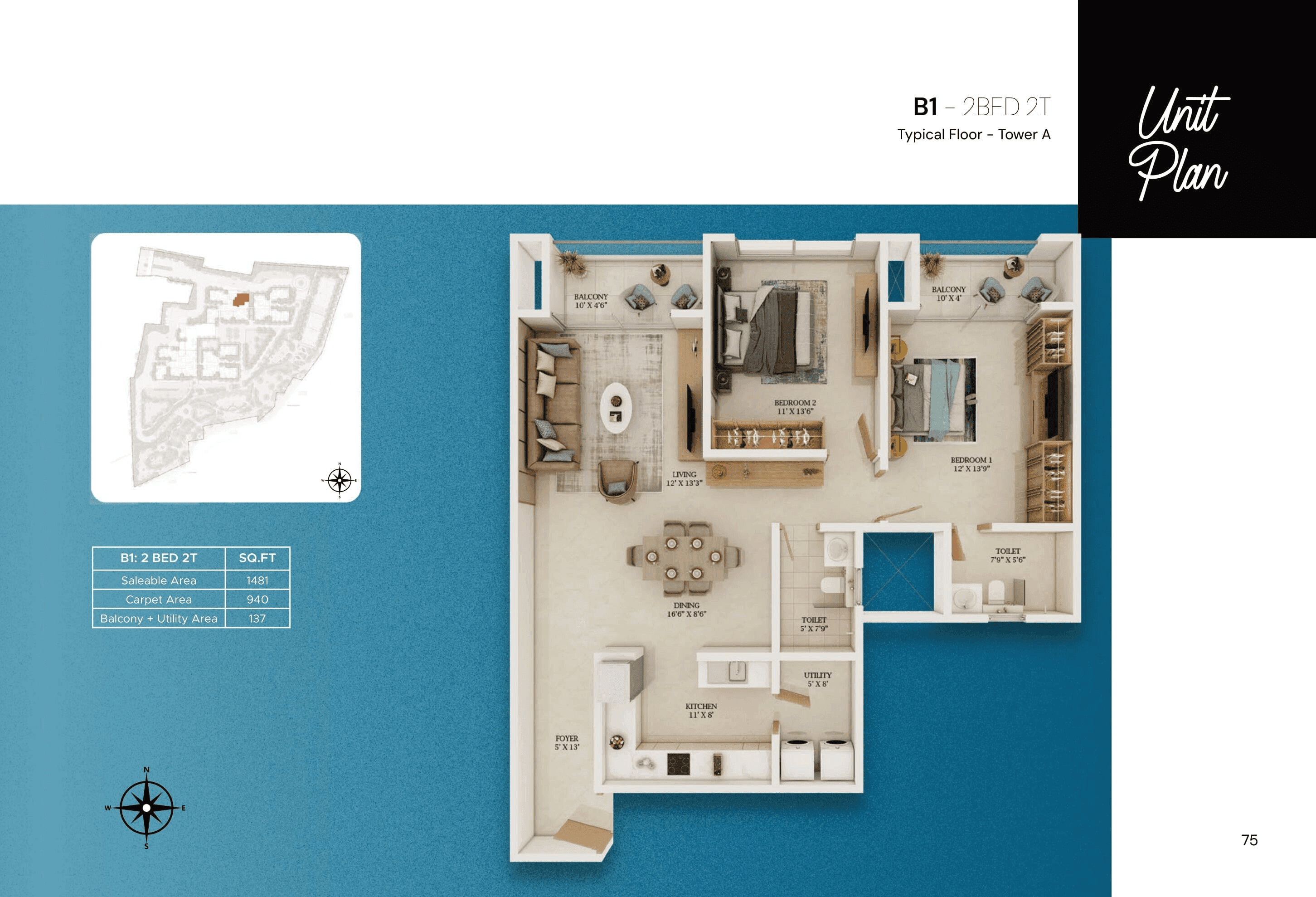 Unit plan - 940 sq.ft.