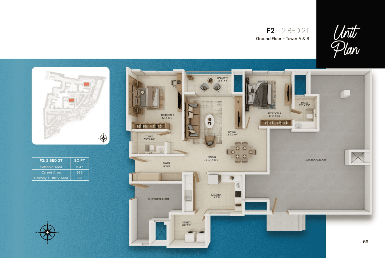 Prestige Somerville Unit plan - 985 sq.ft.