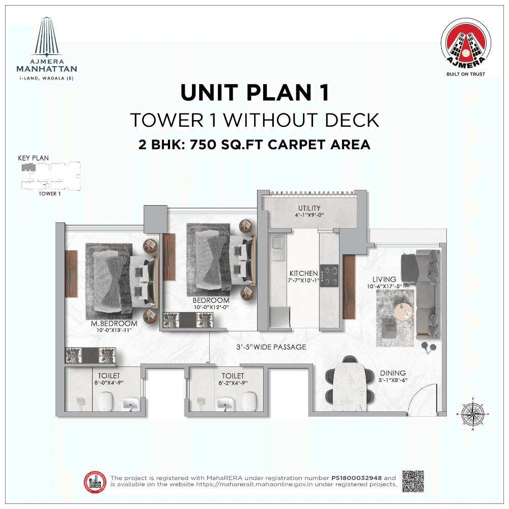 Ajmera Manhattan Unit plan - 750 sq.ft.