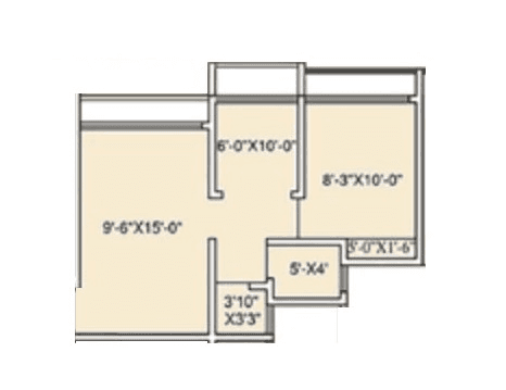 Gladiolus Tower Unit plan - 414 sq.ft.
